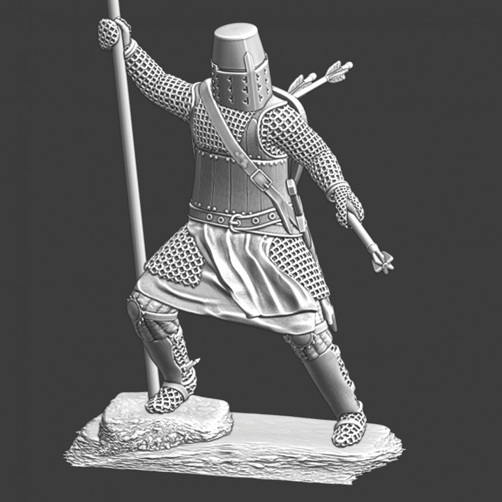 Medieval crusader knight - banner and mace