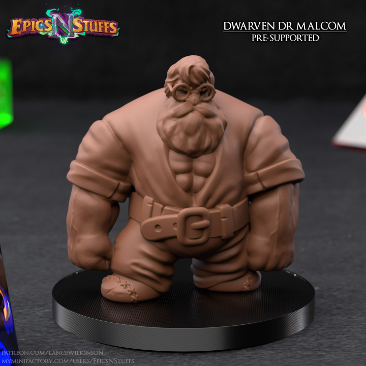 Dwarven Dr Malcom Miniature - Pre-Supported