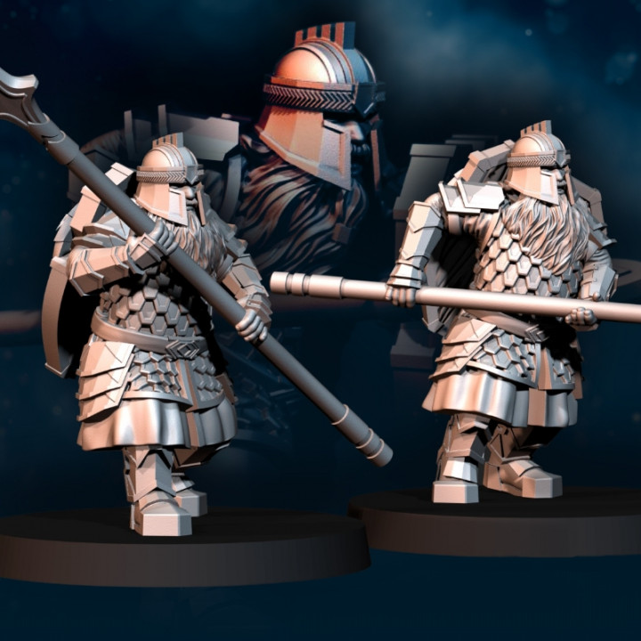 6x Silver Goat Dwarf Spearman | Silver Goat Dwarves | Fantasy image