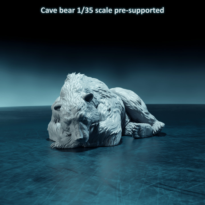 Cave bear sleeping 1-35 scale pre-supported prehistoric animal image