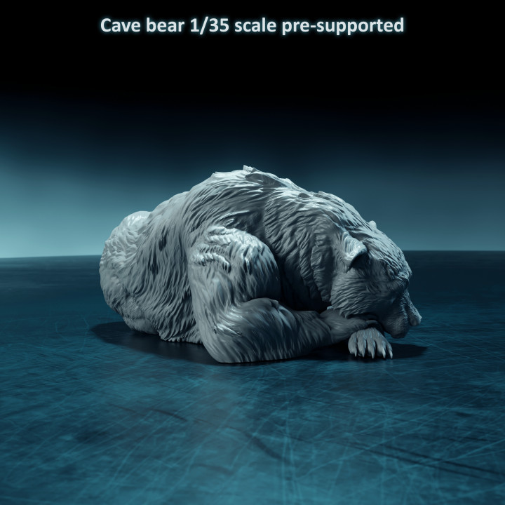 Cave bear sleeping 1-35 scale pre-supported prehistoric animal image