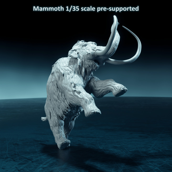 Mammoth falling 1-35 scale pre-supported prehistoric animal image