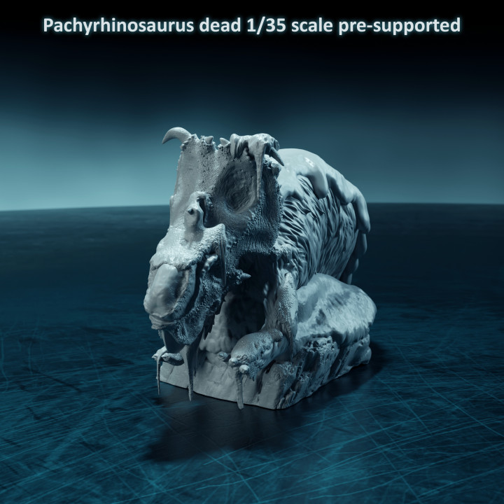 Pachyrhinosaurus frozen dead 1-35 scale pre-supported dinosaur image