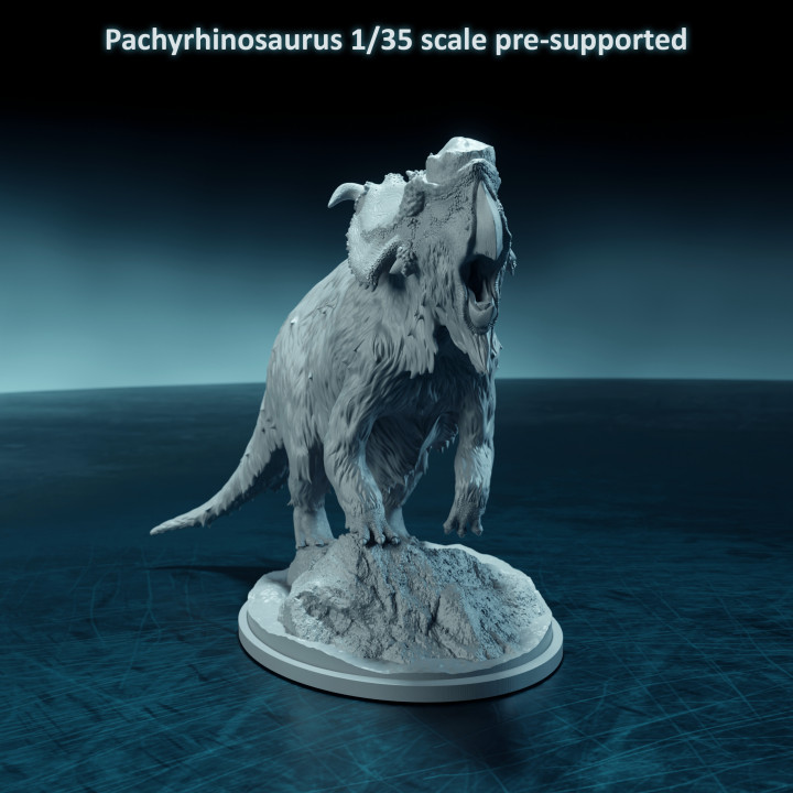 Pachyrhinosaurus roaring  1-35 scale pre-supported dinosaur image