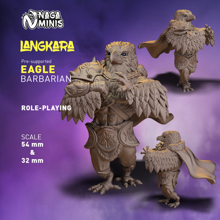 (Pre-supported) Eagle Folk Barbarian image