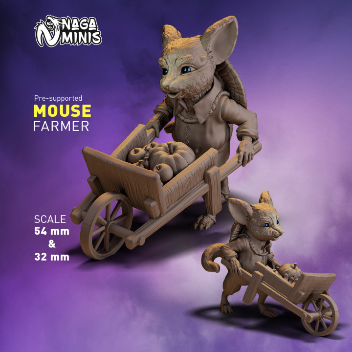 (Pre-supported) Mouse Folk Farmer with Wheelbarrow image