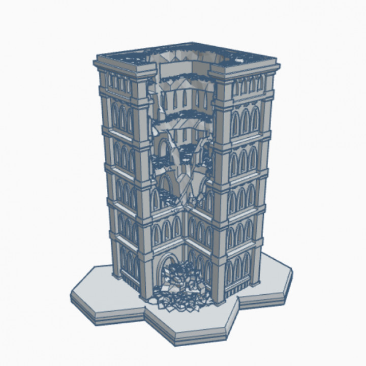 Gothic Ruined Building 36 with Hex Base GRHB036