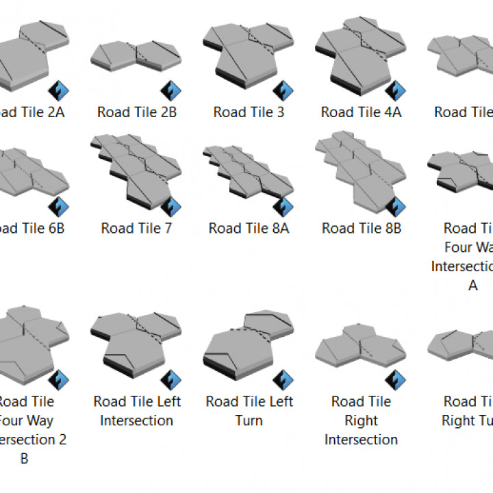 2 Hex Wide Road Tile Set image