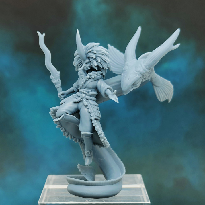 Tengu Spearmaiden and Baby Eel Dragon - Fujinbo, Daitengu Witch and Juvenile Bakunawa (Pre-Supported