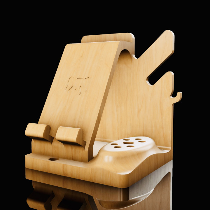WOODEN PHONE DOCK WITH ORGANIZER image