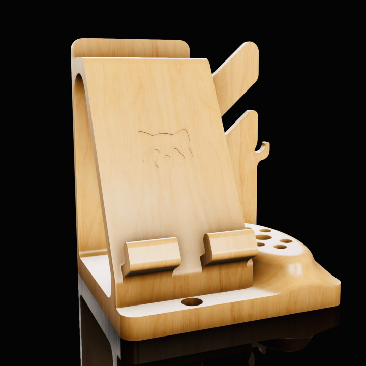 WOODEN PHONE DOCK WITH ORGANIZER