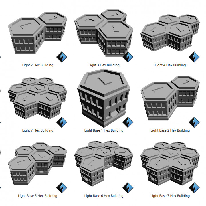 Light Construction Factor Stackable Hex Buildings Set image