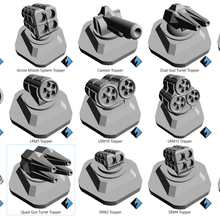 Weapon Topper Expansion Set for the Stackable Hex Buildings