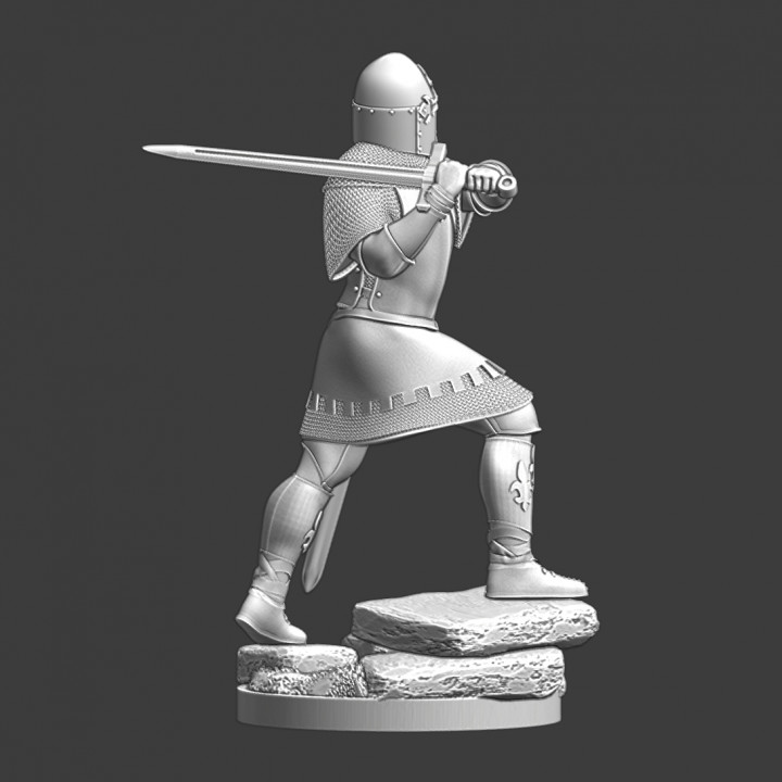 Medieval Knight with Sugar Loaf Helmet - swinging his blade image