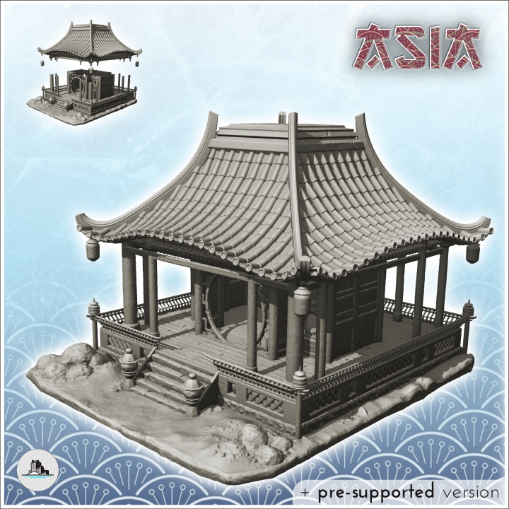 Asian altar with lanterns and stairs (27) - Asia Terrain Clash of Katanas Tabletop RPG terrain China Korea image