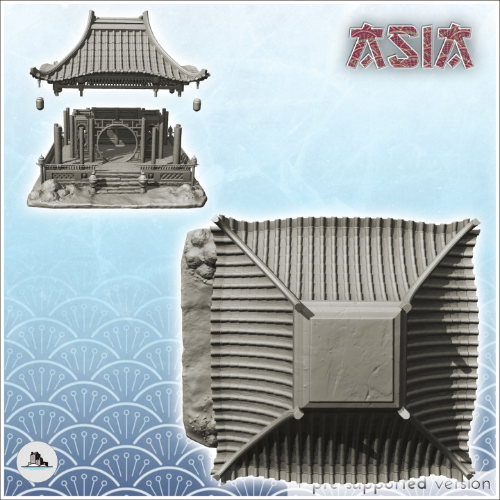 Asian altar with lanterns and stairs (27) - Asia Terrain Clash of Katanas Tabletop RPG terrain China Korea image