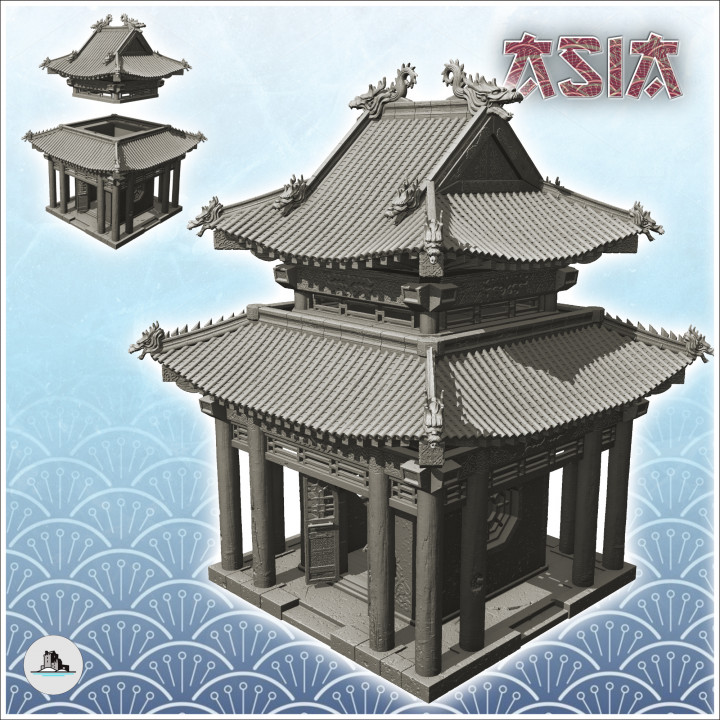 Asian altar with double roof and columns (31) - Asia Terrain Clash of Katanas Tabletop RPG terrain China Korea image