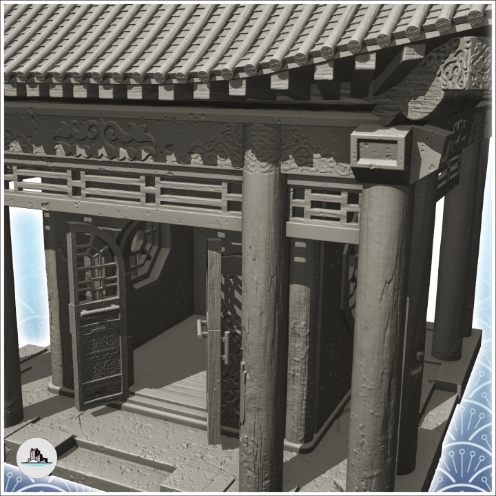Asian altar with double roof and columns (31) - Asia Terrain Clash of Katanas Tabletop RPG terrain China Korea image