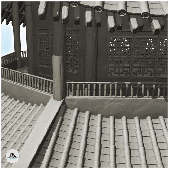 Asian hexagonal pagoda with two floors (33) - Asia Terrain Clash of Katanas Tabletop RPG terrain China Korea image