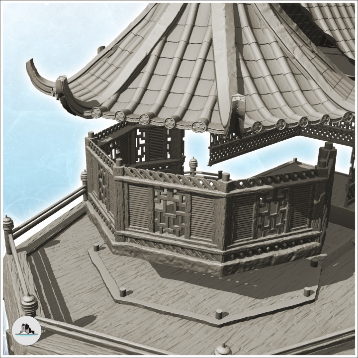 Asian house with terrace (35) - Asia Terrain Clash of Katanas Tabletop RPG terrain China Korea image