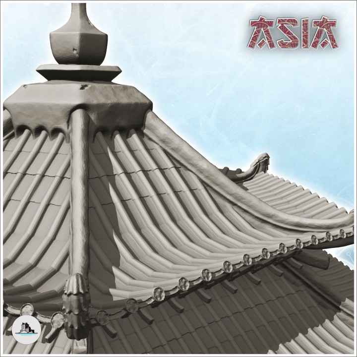 Asian temple with double staircase topped by a spire (37) - Asia Terrain Clash of Katanas Tabletop RPG terrain China Korea image