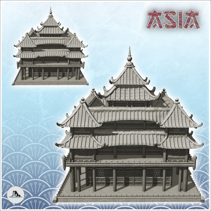 Big Asian palace with main tower and triple floors (38) - Asia Terrain Clash of Katanas Tabletop RPG terrain China Korea image