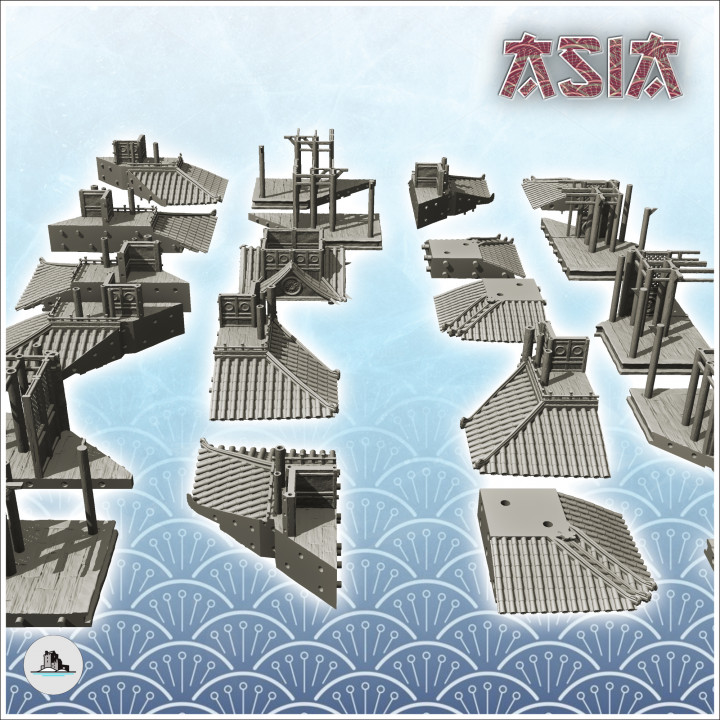 Big Asian pagoda with wooden platform (40) - Asia Terrain Clash of Katanas Tabletop RPG terrain China Korea image