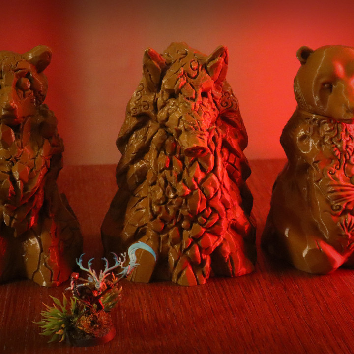 Primal Totems - Fox, Bear & Boar Statues