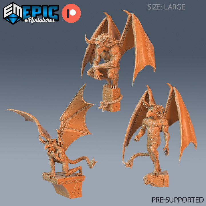 Gargoyle Set / Stone Beast / Winged Bat Humanoid / Undead Blood Drinker / Statue Encounter image