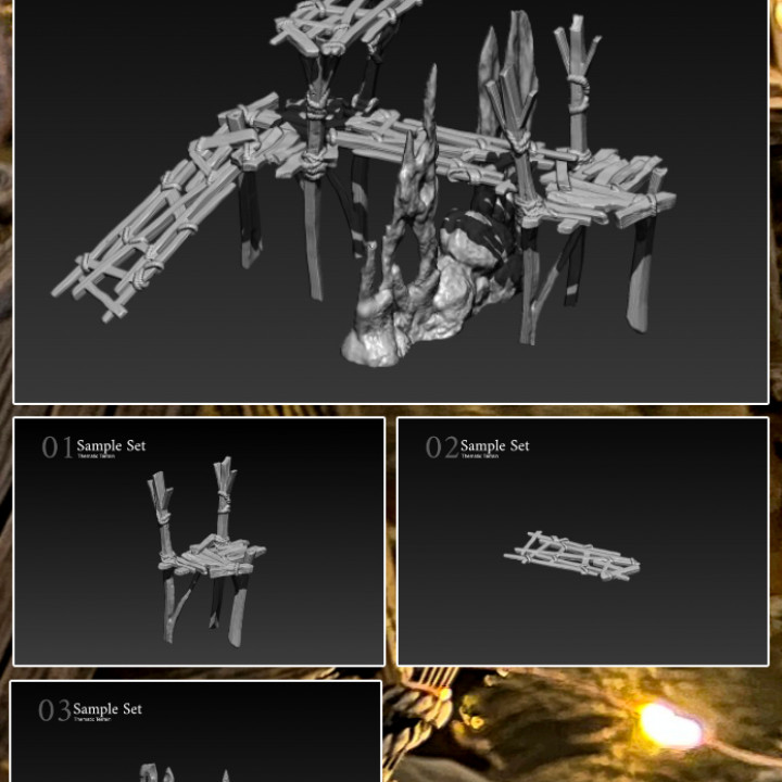 Mystic-Realm's FREE Act 5: Sample Set Goblin Shanty Bridge Dwelling + Bridge + Hollow Point Mountain Point image