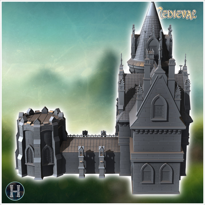 Gothic castle with tower 14 - Middle Age SAGA Medieval Fantasy Building Tabletop image