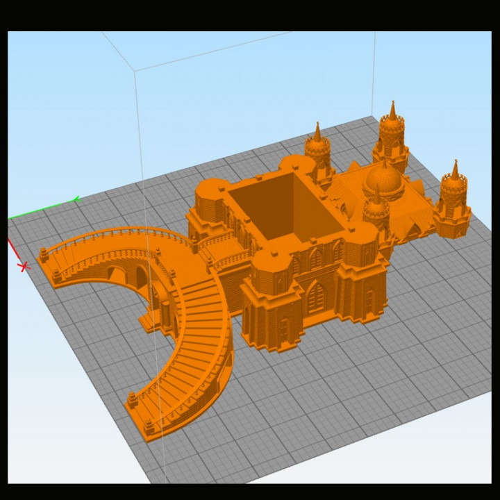 Gothic palace with entrance stairs - Middle Age SAGA Medieval Fantasy Building Tabletop