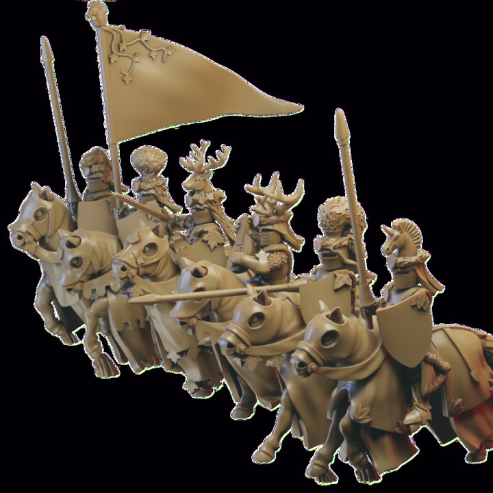 Knights of the Forest cavalry miniatures (32mm, modular) image