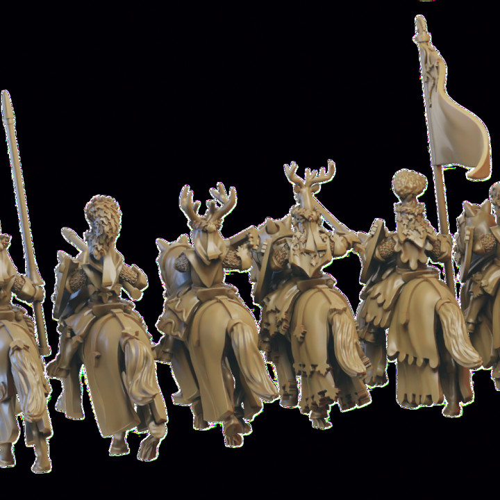 Knights of the Forest cavalry miniatures (32mm, modular) image
