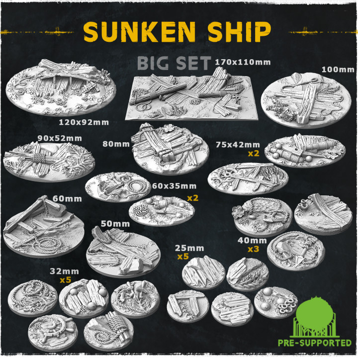Wargame Bases & Toppers - Sunken Ship (Big Set) image