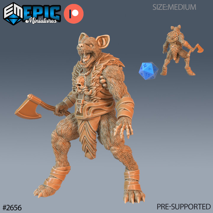 Prairie Gnoll Axe / Hyena Hybrid / Humanoid Race / Flind Tribe / Dwarven Encounter