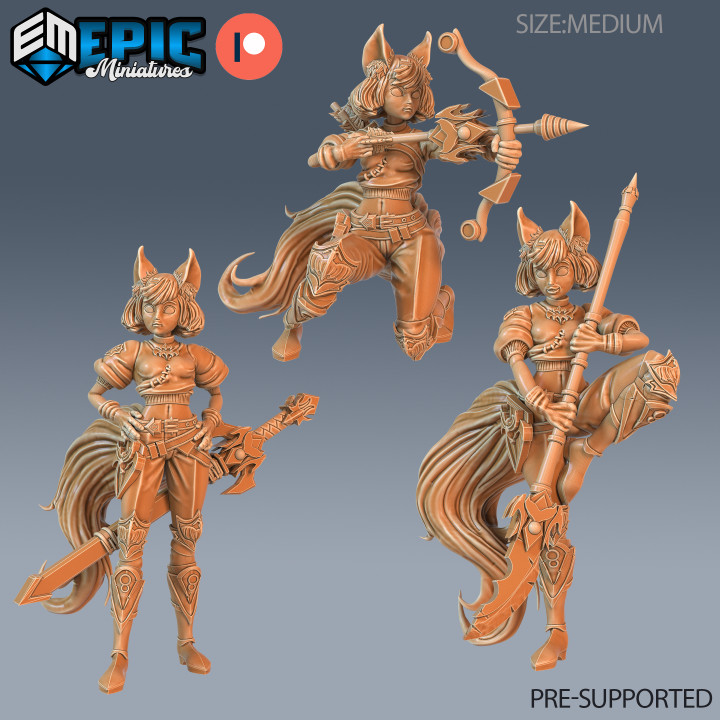 Fennec Girl Set / Female Fox /  Feline Humanoid / Catfolk / Tiny Warrior