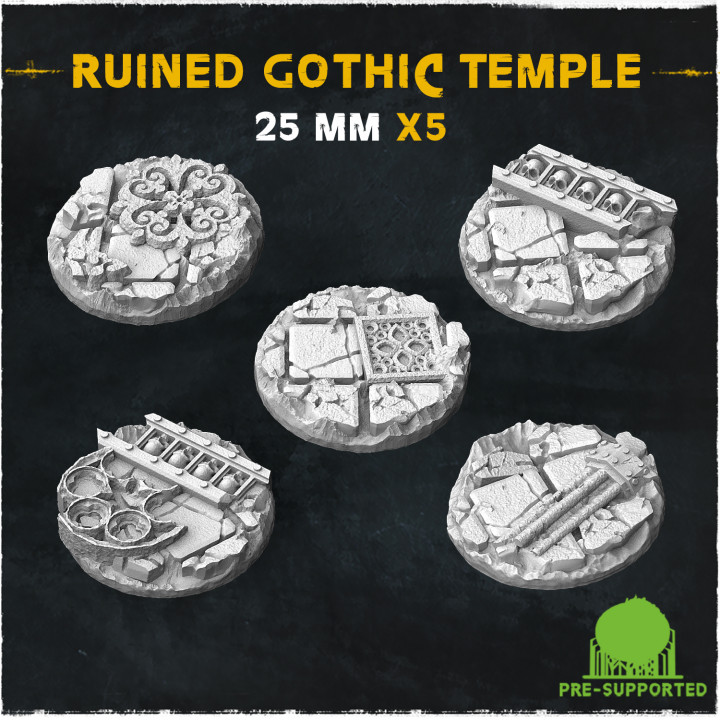 Ruined Gothic Temple (Big Set) - Wargame Bases & Toppers 2.0 image
