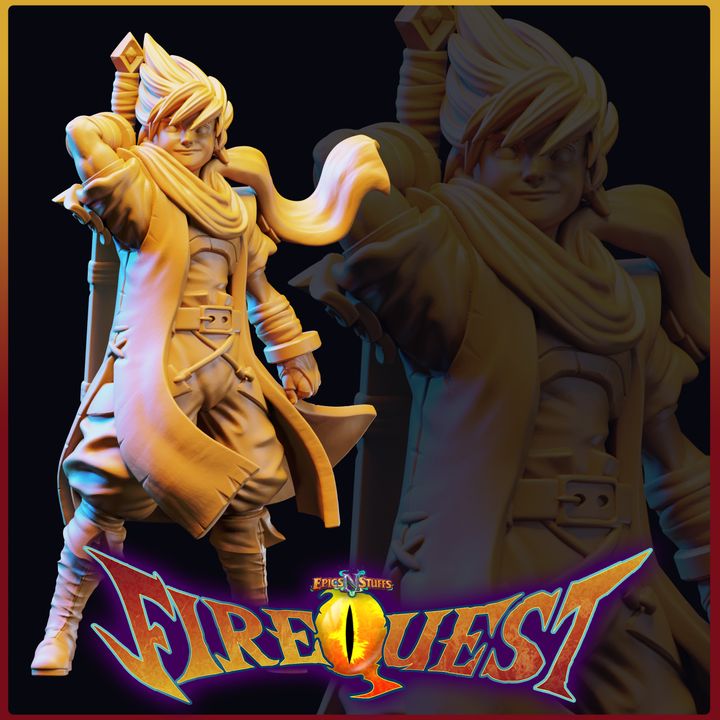 The Hero, Fire Quest Miniature - Pre-Supported image
