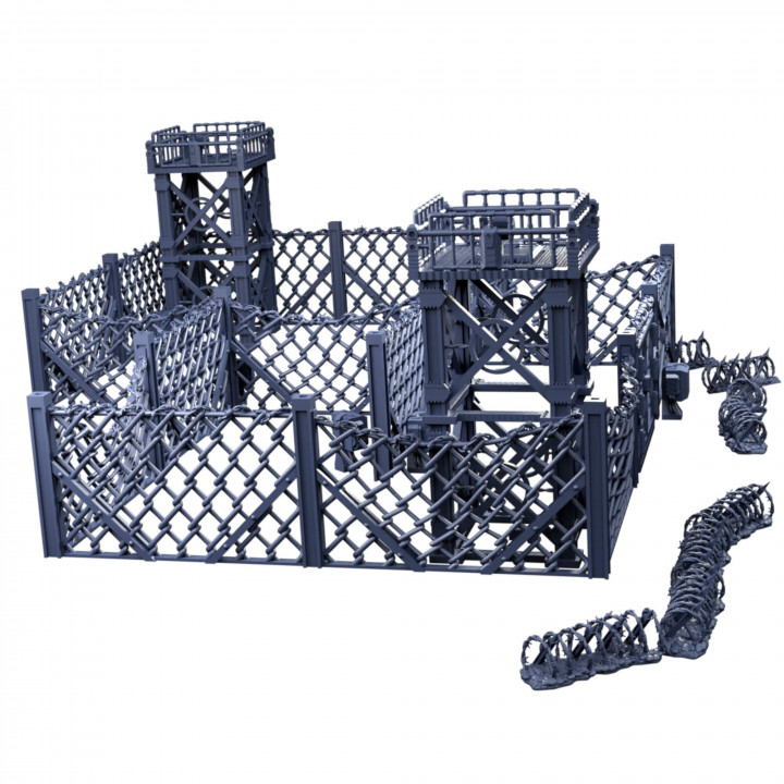 Industrial Chain Link Fences And Watch Towers For Sci Fi/Industrial Tabletop Terrain And Dioramas image