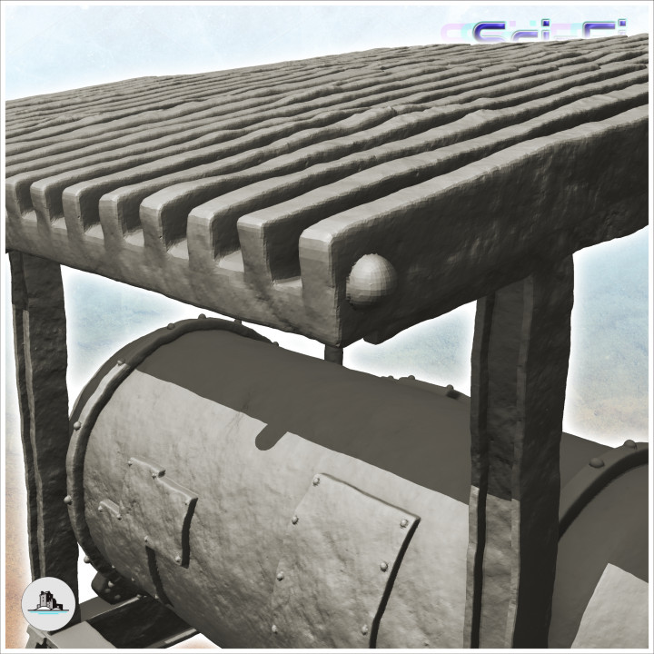 Station with tank under sheet metal roof (1) - Future Sci-Fi SF Post apocalyptic Tabletop Scifi