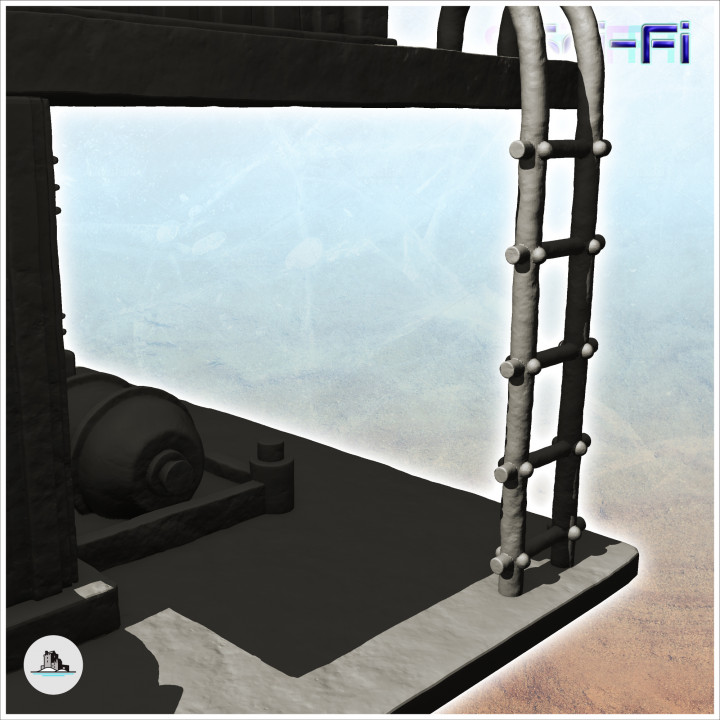 Post-apocalyptic building on two levels with supply pipes and armored door (4) - Future Sci-Fi SF Post apocalyptic  Tabletop Scifi