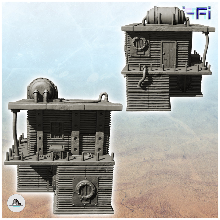Tin building with roof generator and rounded windows (9) - Future Sci-Fi SF Post apocalyptic  Tabletop Scifi image