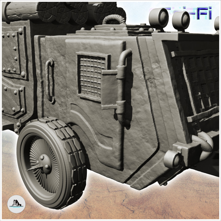 Sci-Fi all-terrain truck for wood transport with four wheels (1) - Future Sci-Fi SF Post apocalyptic  Tabletop Scifi