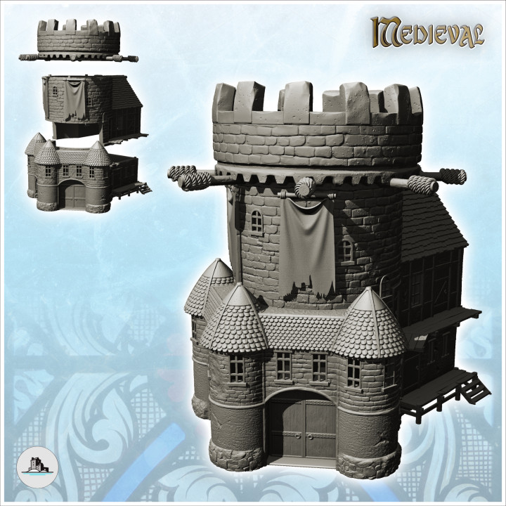 Castellum with stone watchtower and dwelling houses (6) - DnD Wargaming Medieval War of the Rose Saga image