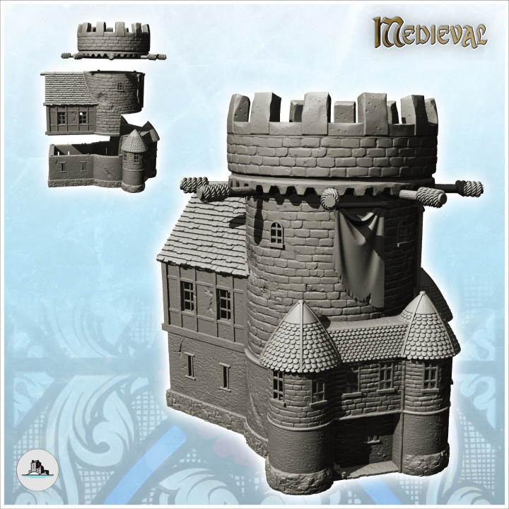 Castellum with stone watchtower and dwelling houses (6) - DnD Wargaming Medieval War of the Rose Saga image