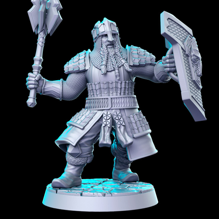 PRE-SUPPORTED Dwarf Mace - 32mm - DnD image