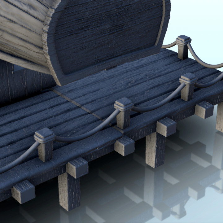 Medieval wooden pirate harbor building with floors (4) - Pirate Jungle Island Beach Piracy Caribbean Medieval image