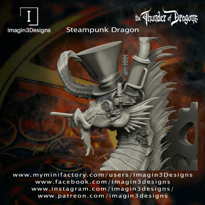 Pre-supported Steampunk Dragon image