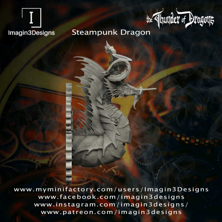 Pre-supported Steampunk Dragon image